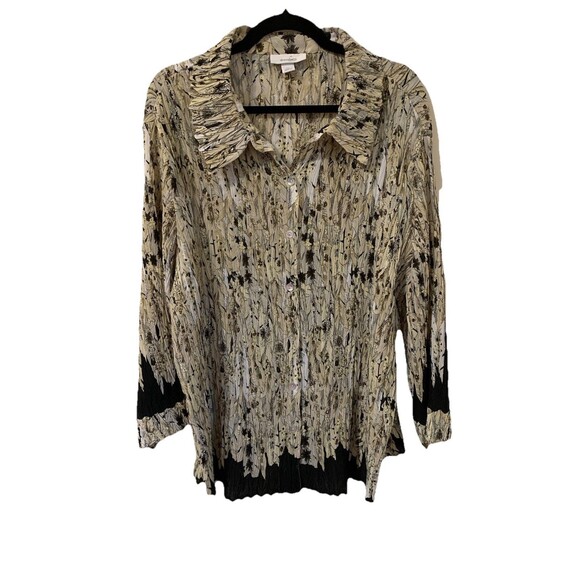 Dressbarn Womens Size 3X Button Top Bell Sleeve Crinkle Artsy Office Please Read - Picture 1 of 9